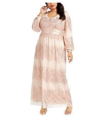 R&M Richards Pink Sequin Evening Gown
